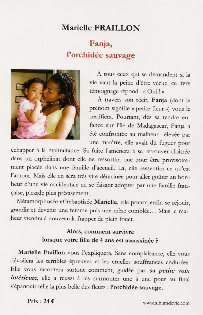 4ème de couverture FANJA, l'orchidée sauvage