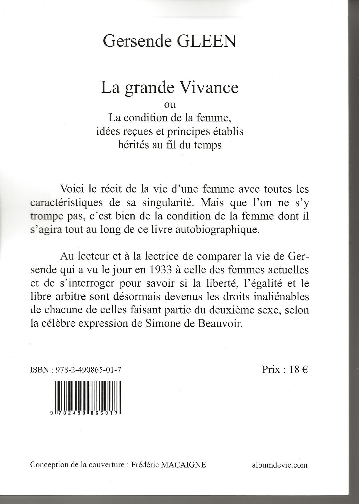 LA GRANDE VIVANCE 4ème de COUVERTURE